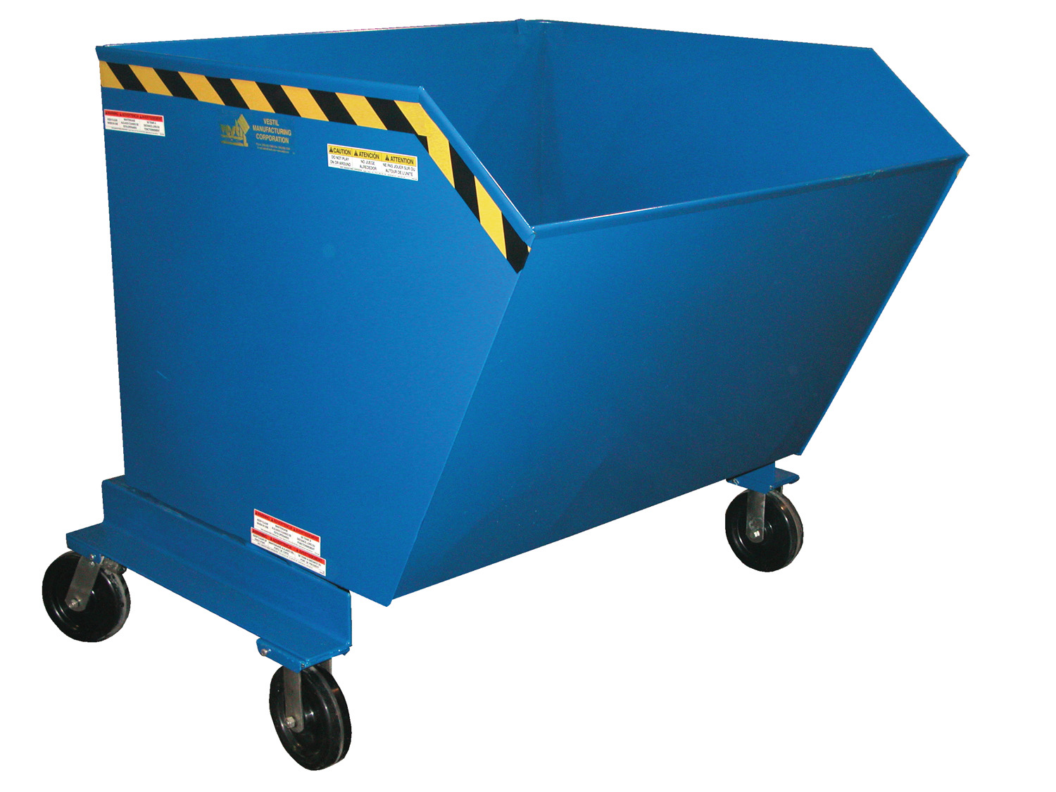 Self dumping hoppers are available in a wide variety of sizes.